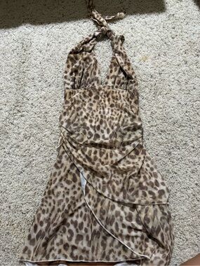 Leopard Print Halter Summer Dress